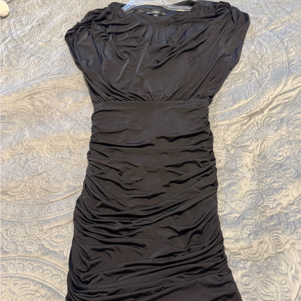 Elegant Black Ruched Dress by Aidan Mattox